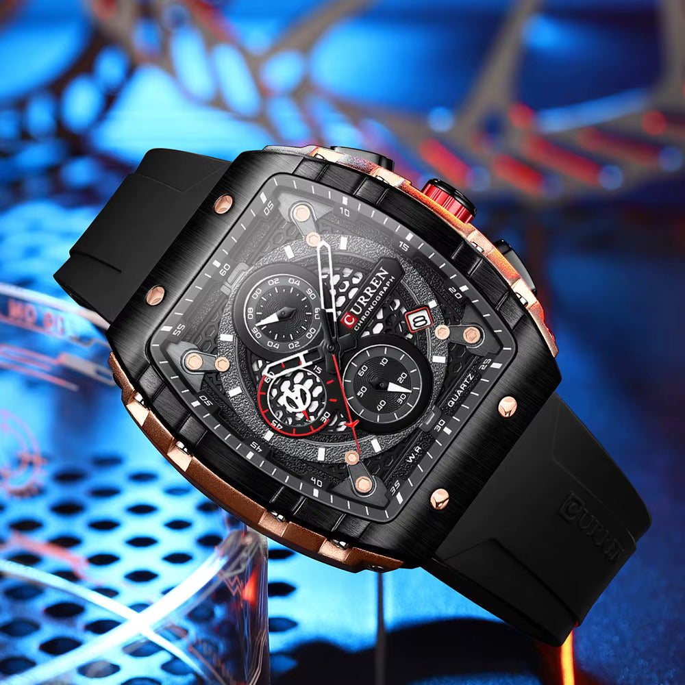 CURREN Rubber Straps Wrist Watch For Men - 8442