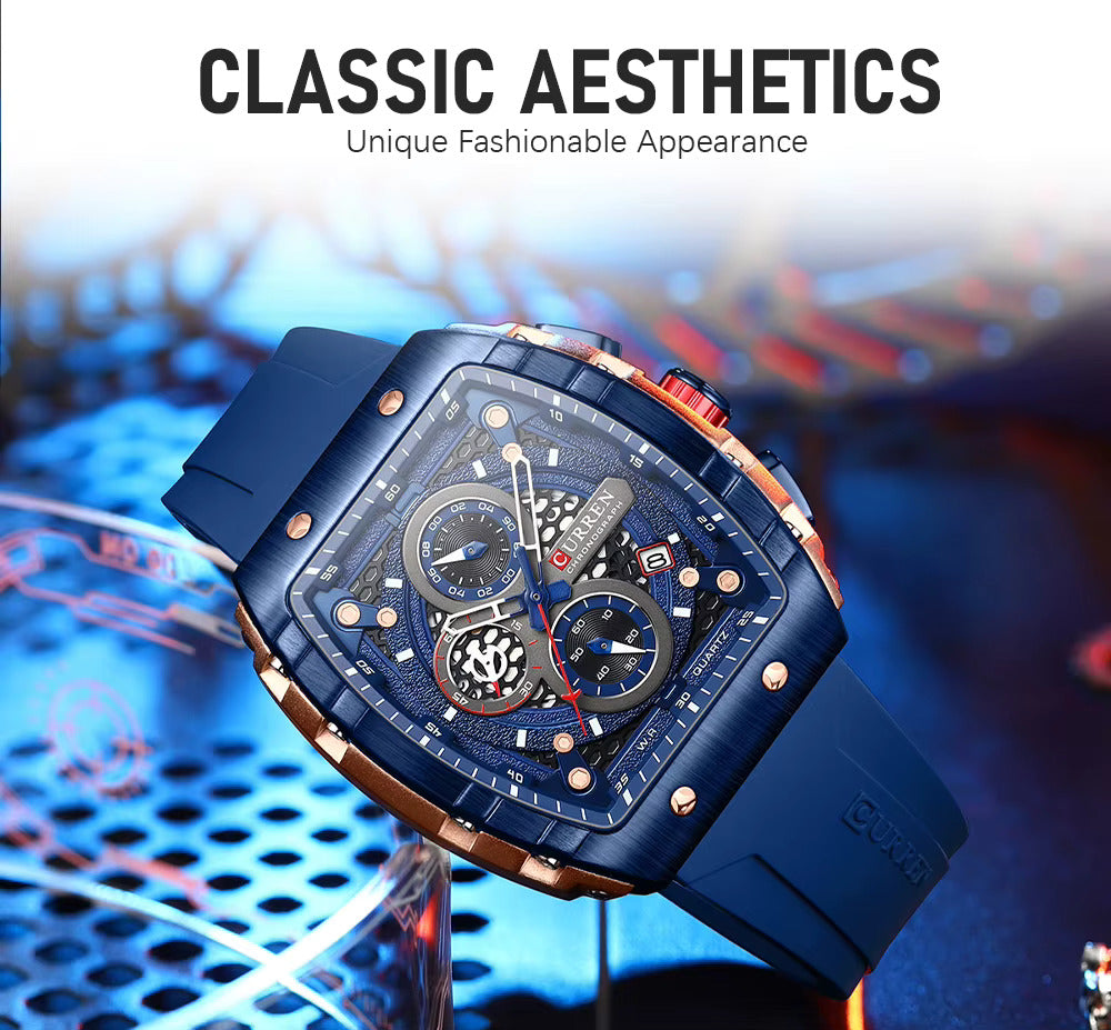 CURREN Rubber Straps Wrist Watch For Men - 8442