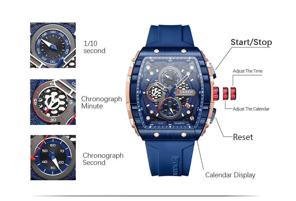 CURREN Rubber Straps Wrist Watch For Men - 8442