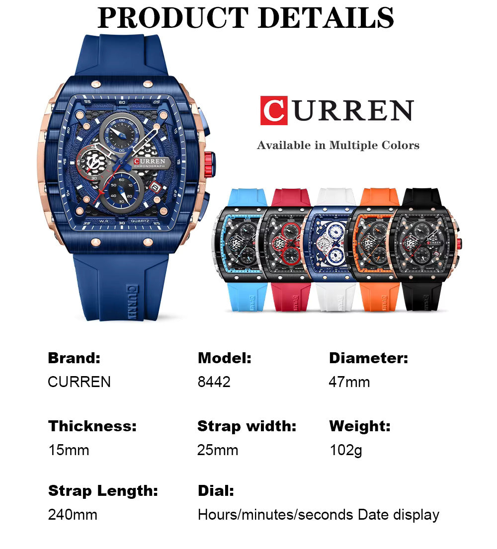 CURREN Rubber Straps Wrist Watch For Men - 8442