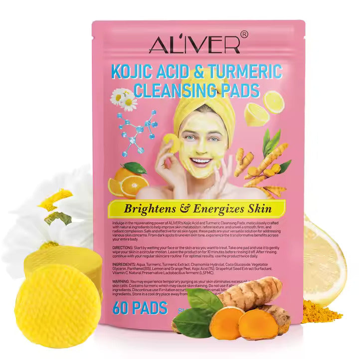 ALIVER Cleansing Glow Pads – 60 Count Brighten | Natural Skincare | Gentle Daily Exfoliation
